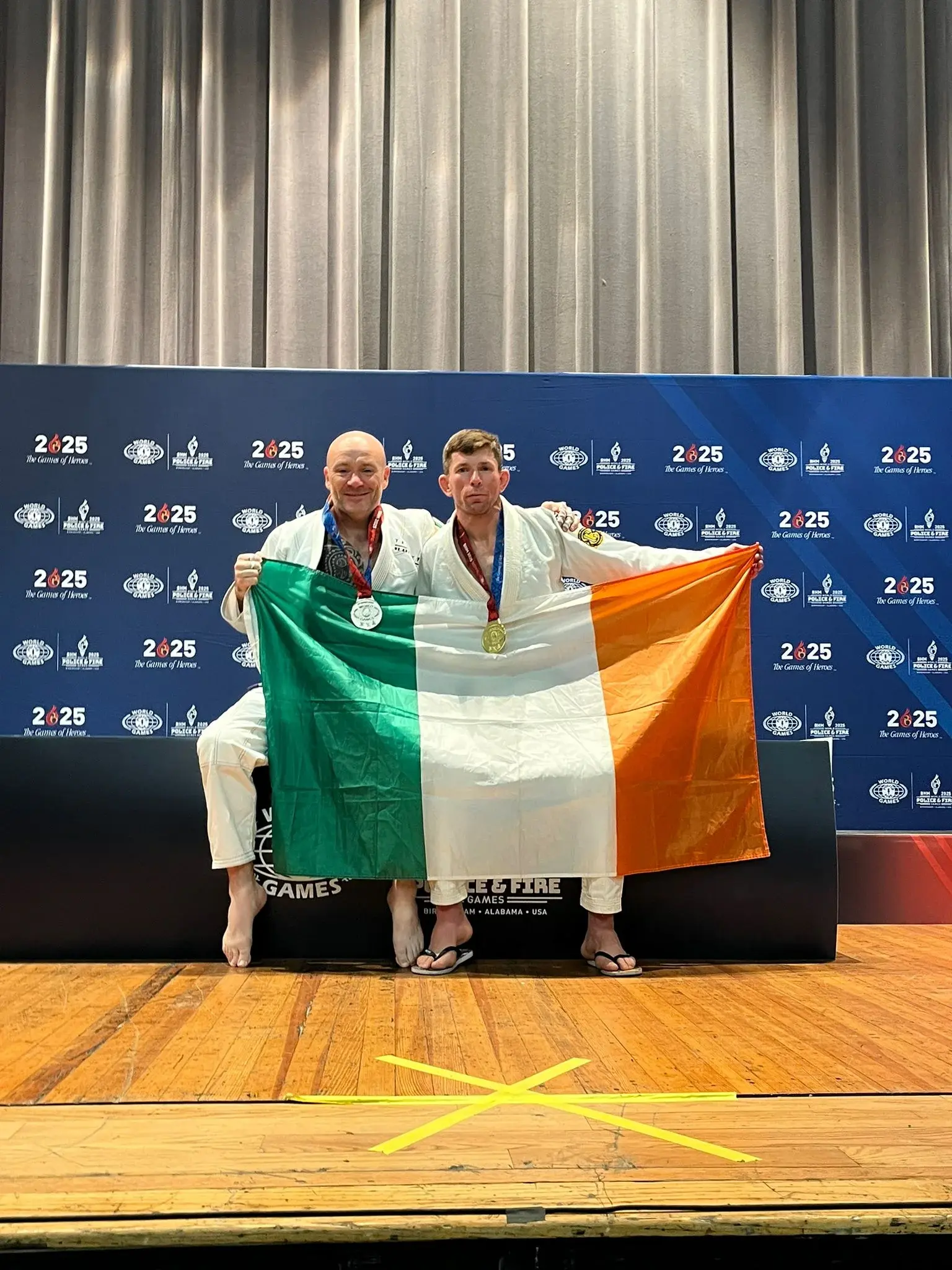 Coach Galera competing in BJJ and freestyle wrestling at the World Police & Fire Games 2025 in Birmingham, Alabama, representing Ireland and Studio Galera in Bandon, West Cork 4