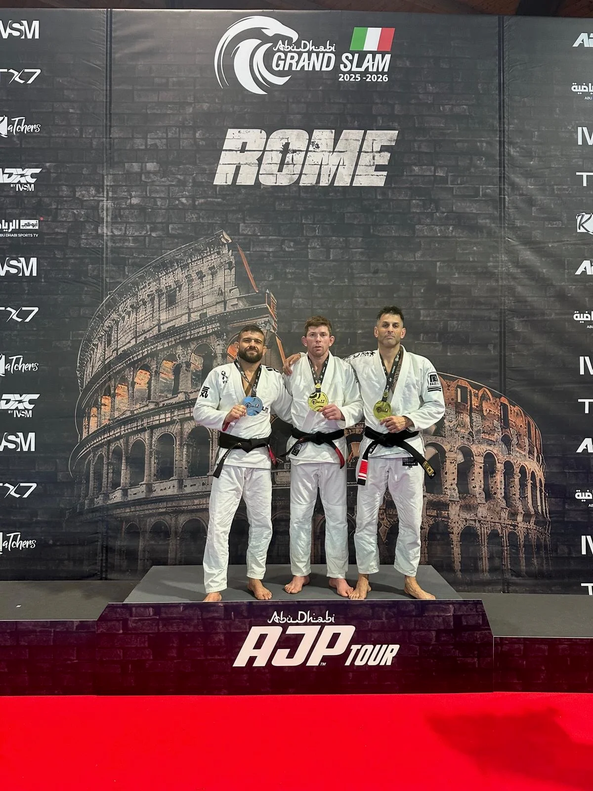 Coach Galera winning Gi at the Abu Dhabi Grand Slam in Rome, representing Studio Galera in Bandon, West Cork